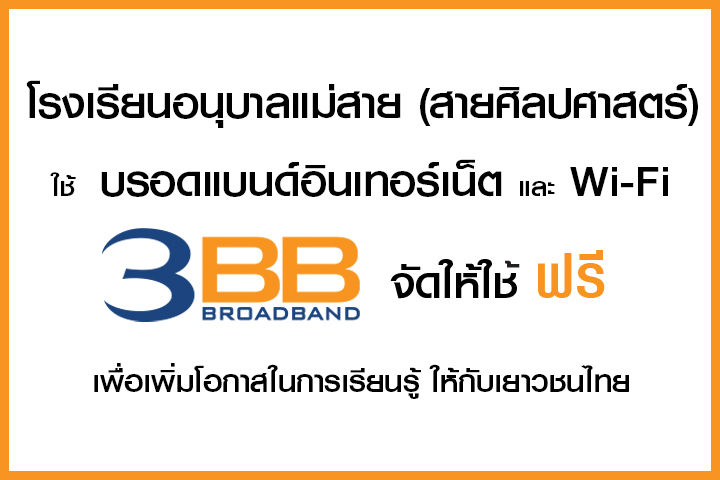 <p>3BB&nbsp;จังหวัดเชียงราย &nbsp;ส่งมอบอินเทอร์เน็ตในโครงการ&nbsp;&ldquo;บรอดแบนด์อินเทอร์เน็ต เพื่อการศึกษาฟรี"</p>